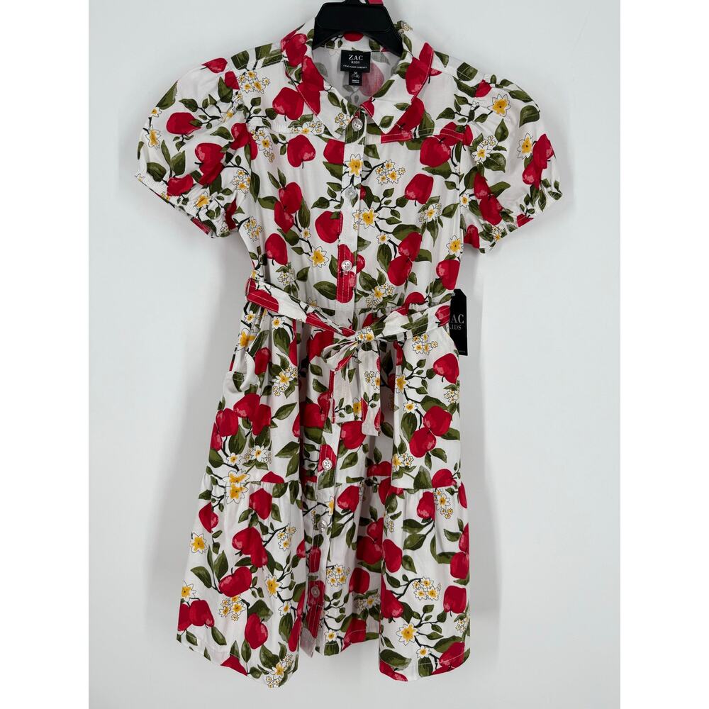 NEW Zac Kids by Zac Posen Floral Short Sleeve Collared Girls Dress in M
